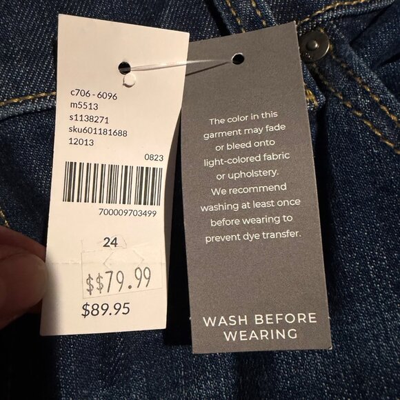 NWT Lane Bryant Signature Fit Wide Leg Womens Plus Sz 24 Dark Wash Denim Jeans - Picture 5 of 11